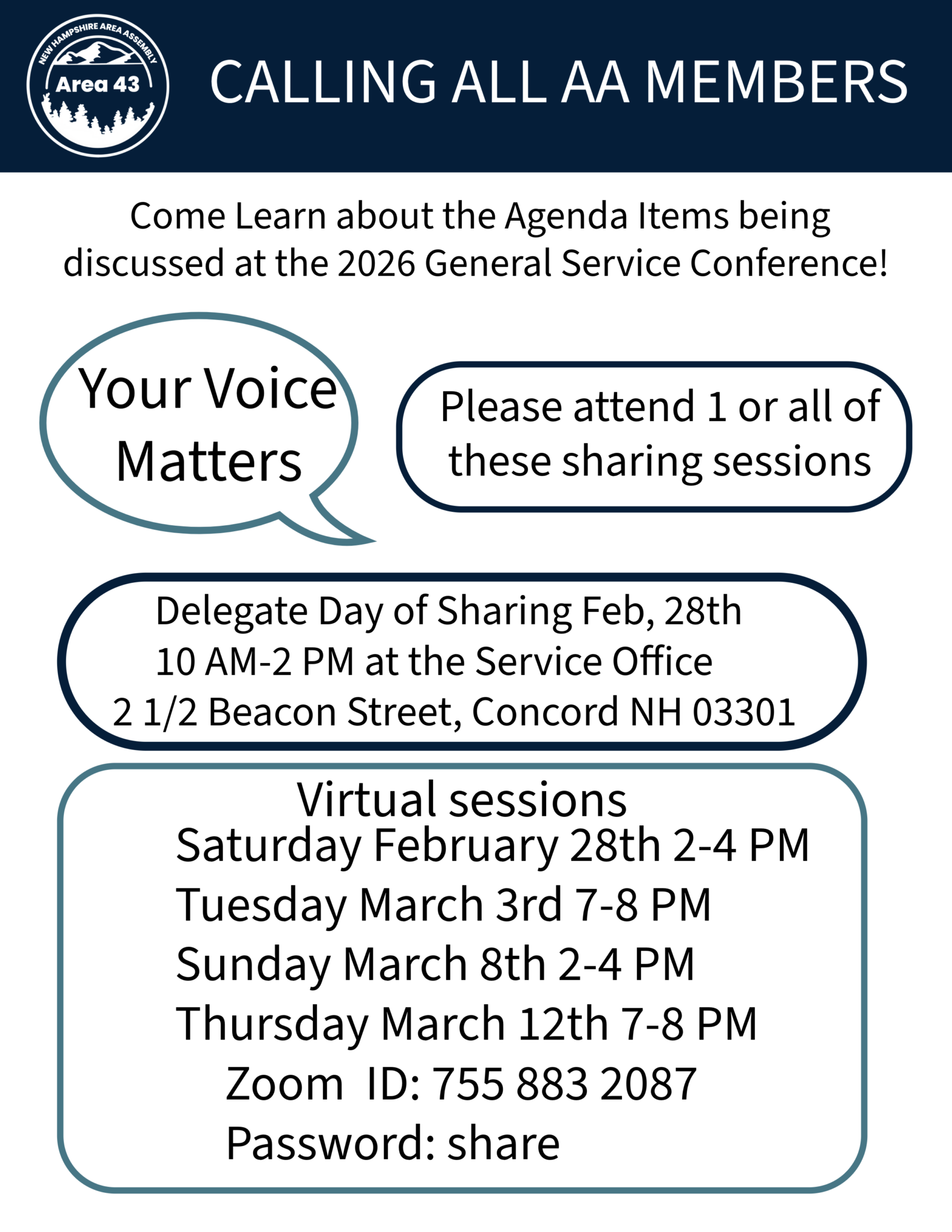 Delegate Day of Sharing (In-Person) - Alcoholics Anonymous NH